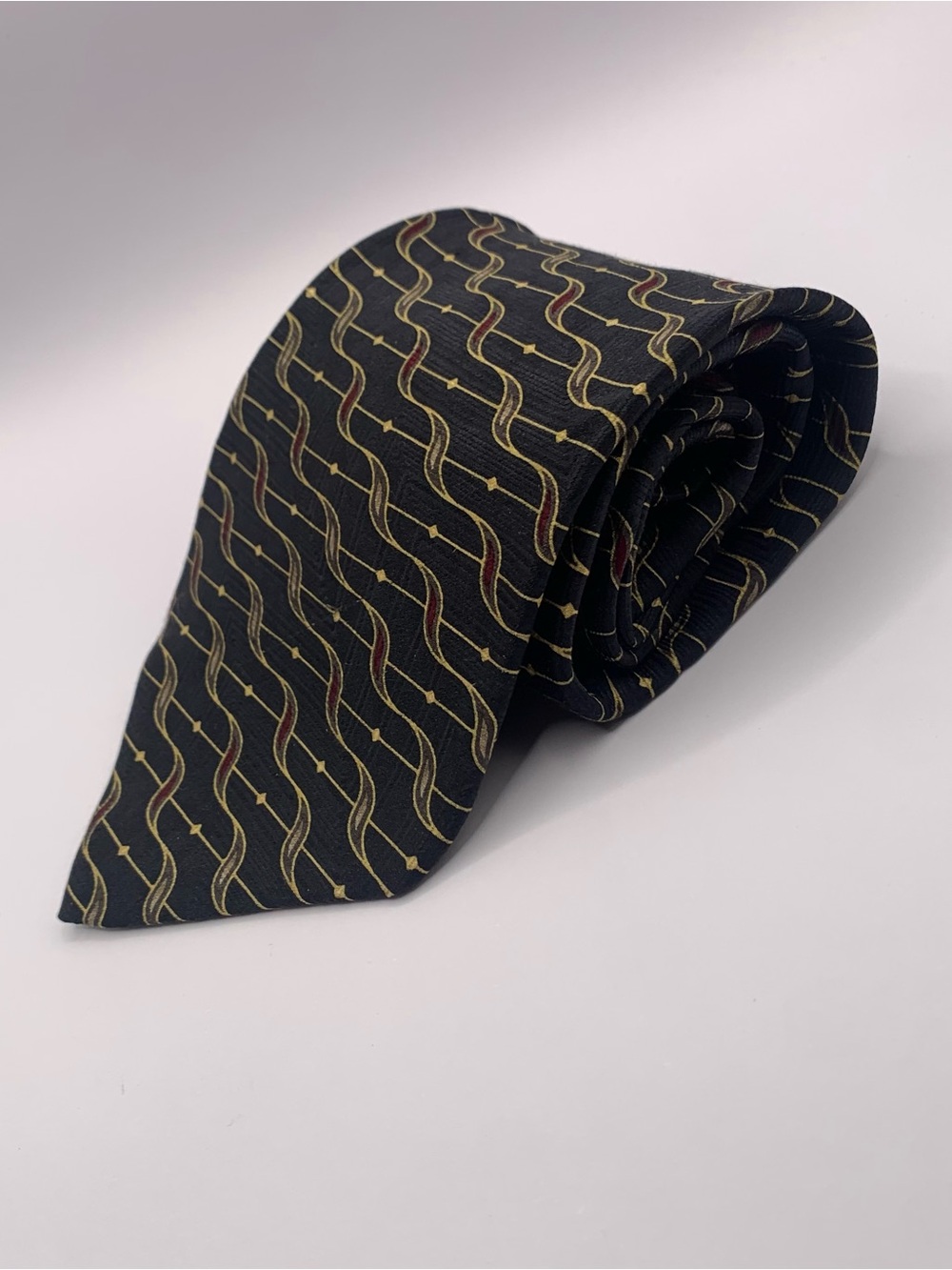 bill blass Black Tie with Gold Wave and Red Accents 0101 business wedding formal
